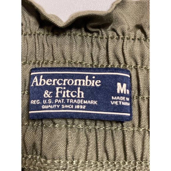 Abercrombie & Fitch Cargo Joggers Olive Green High Rise Paperbag Waist - Picture 7 of 12